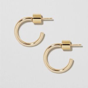 Brand New With Tags Jennifer Fisher 14K Gold Thread Huggies in Yellow Gold